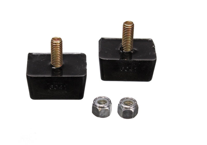 Energy Suspension Univ Blk 7/8in H x 1-7/8in L x 1-3/8in W Low Profile Rectangular Bump Stops (2 ea) - Bull Strap