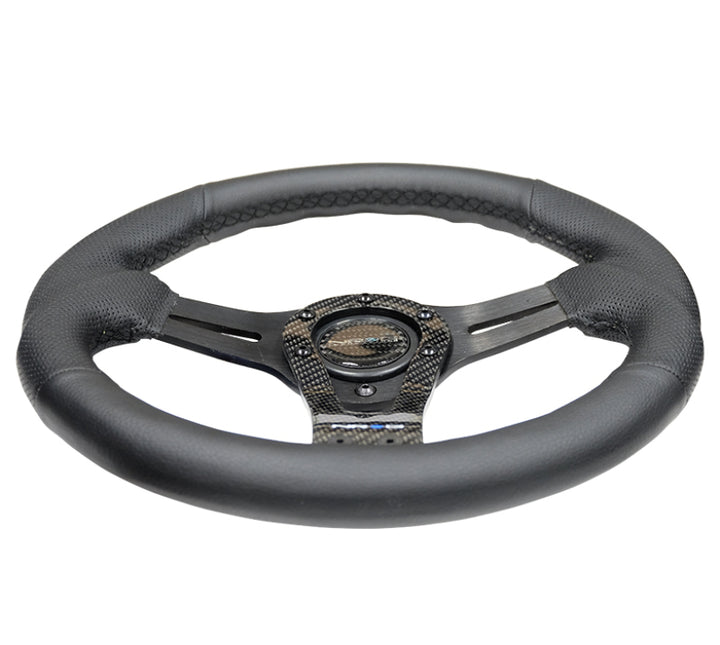 NRG Reinforced Steering Wheel (320mm) w/Carbon Center Spoke - Bull Strap