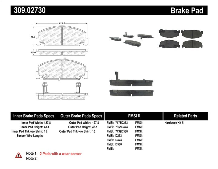 StopTech Performance 93-00 Honda Civic DX w/ Rr Drum Brakes Front Brake Pads - Bull Strap