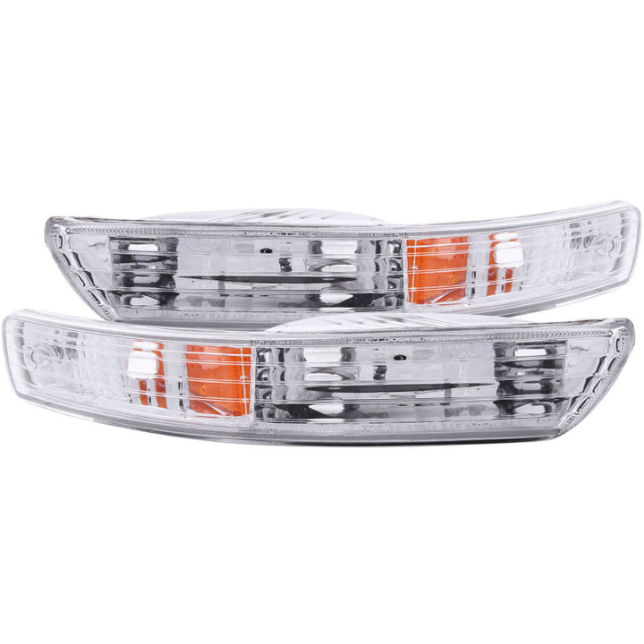 ANZO 1998-2001 Acura Integra Euro Parking Lights Chrome w/ Amber Reflector - Bull Strap