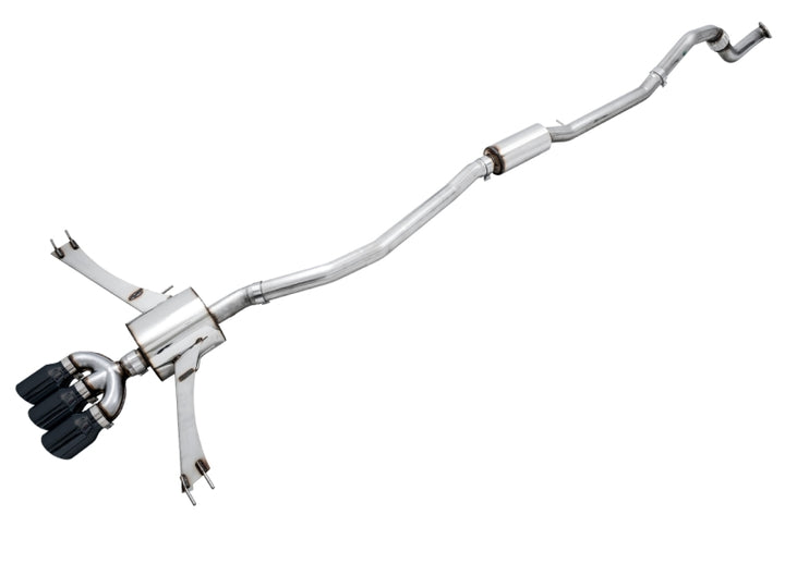 AWE Tuning 2016+ Honda Civic Si Touring Edition Exhaust w/Front Pipe & Triple Diamond Black Tips - Bull Strap