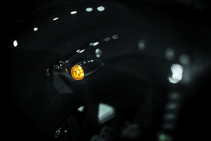 Kuryakyn Super Bright LED Mini Bullet Lights Amber Gloss Black - Bull Strap