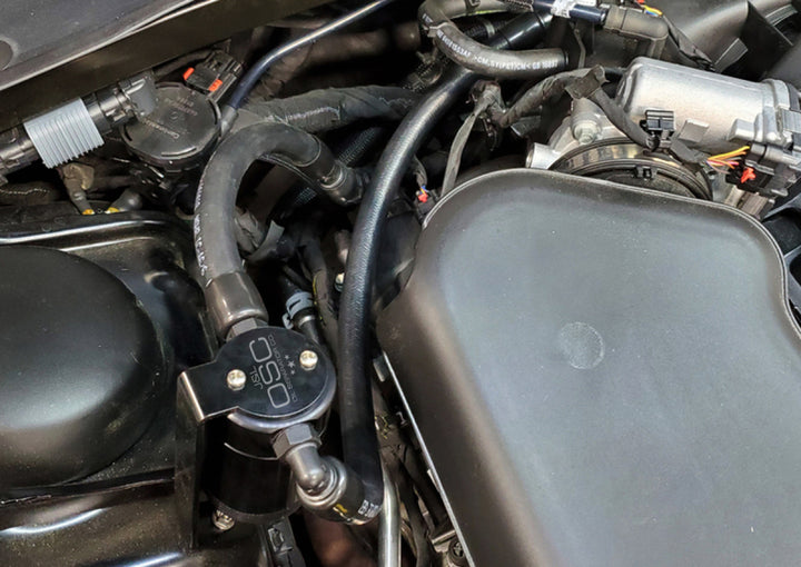 J&L 11-23 3.6L V6 Dodge Charger/Challenger/Chrysler 300C Oil Separator 3.0 - Black Anodized - Bull Strap