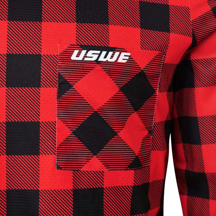 USWE Flannel Long Sleeve Lightweight Off-Road Jersey Flame Red - XL - Bull Strap