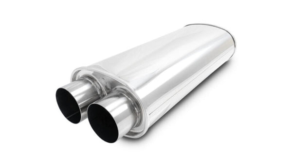 Vibrant Streetpower Oval Muffler 3.0in Dual Inlet/Outlet 18in Body Length - Bull Strap