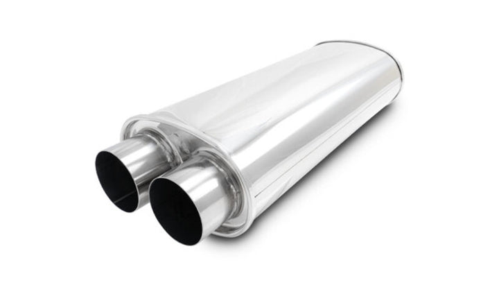 Vibrant Streetpower Oval Muffler 3.0in Dual Inlet/Outlet 18in Body Length - Bull Strap
