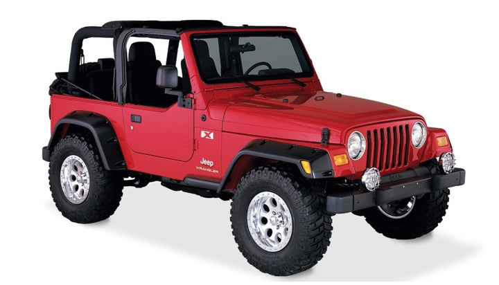 Bushwacker 97-06 Jeep TJ Max Pocket Style Flares 4pc - Black - Bull Strap