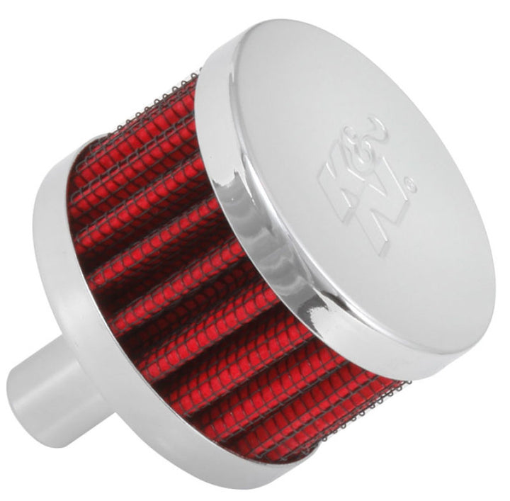 K&N Steel Base Chrome Top Crankcase Vent Filter 1/2in. Vent / 2in. OD / 1-1/2in. Height - Bull Strap