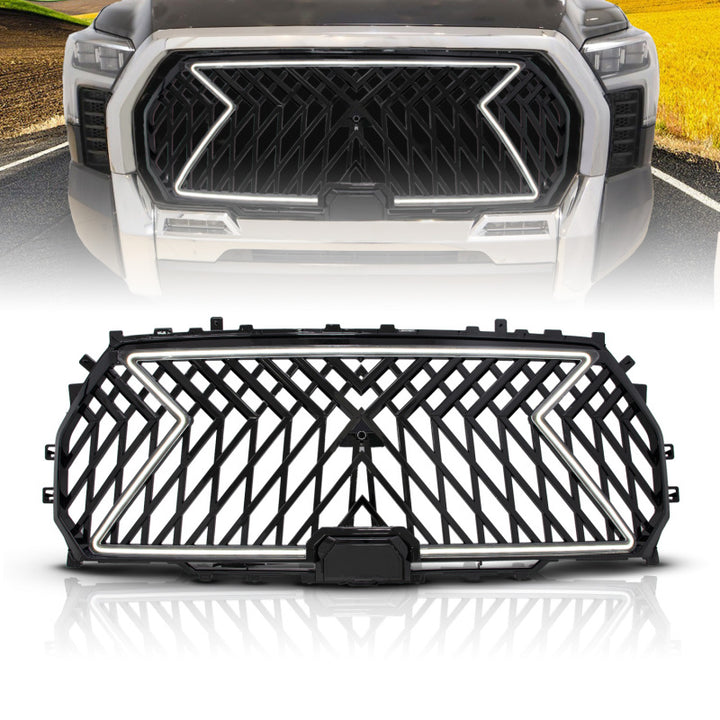 Anzo 22-24 Toyota Tundra Full LED Light Tube Front Grille w/ Initiation & Running Light - Bull Strap