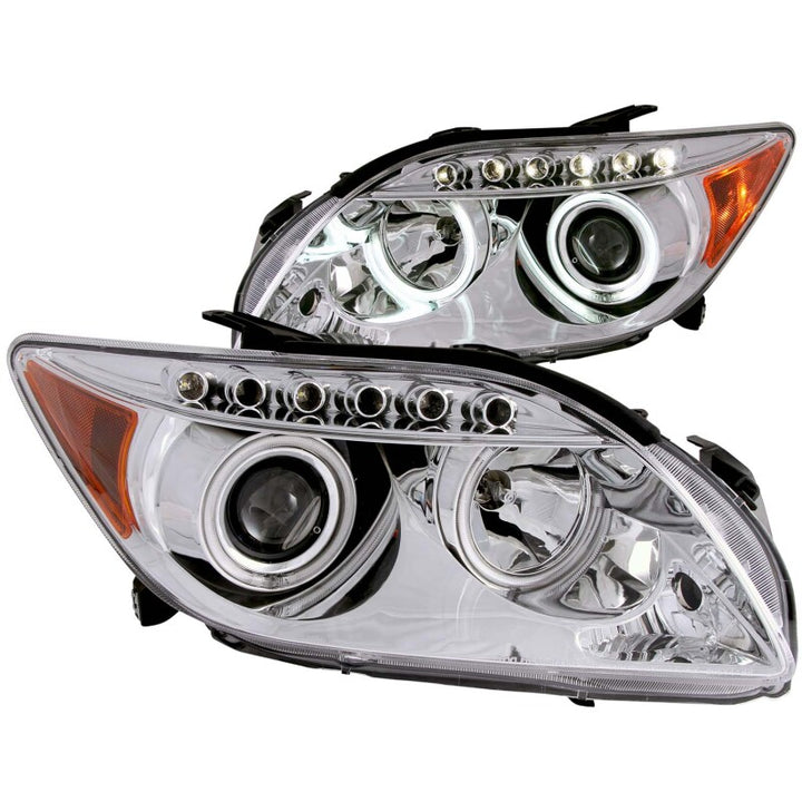 ANZO 2005-2010 Scion Tc Projector Headlights w/ Halo Chrome (CCFL) - Bull Strap