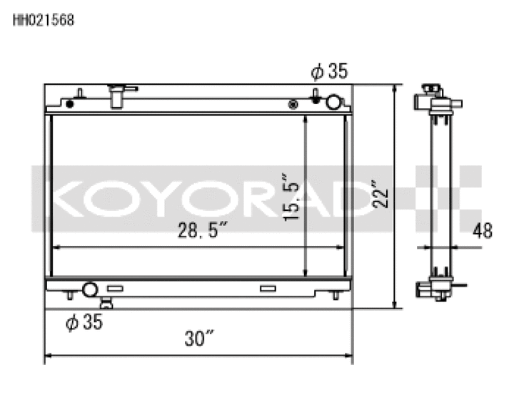 Koyo 03-06 Nissan 350Z 3.5L V6 Radiator - Bull Strap