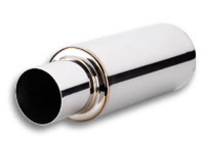 Vibrant TPV Turbo Round Muffler (23in Long) with 4in Round Tip Straight Cut - 3in inlet I.D. - Bull Strap