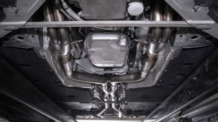 Stainless Works 2016-18 Cadillac CTS-V Sedan Headers 2in Primaries 3in Catted Leads Into X-Pipe - Bull Strap