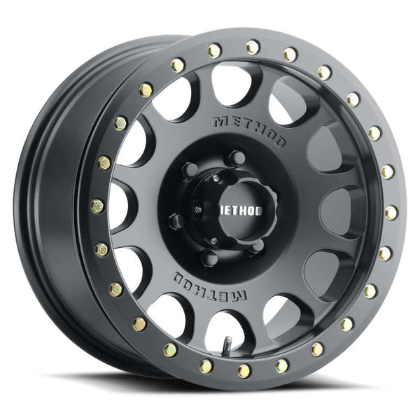 Method MR105 V3 Beadlock 17x9 -38mm Offset 8x6.5 130.81mm CB Matte Black Wheel w/ BH-H24125 - Bull Strap