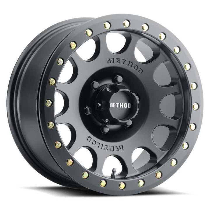 Method MR105 V3 Beadlock 17x9 -38mm Offset 8x6.5 130.81mm CB Matte Black Wheel w/ BH-H24125 - Bull Strap