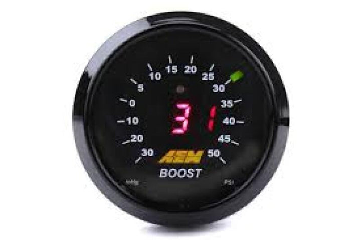 AEM 52mm Boost Digital Gauge -30-50psi - Bull Strap