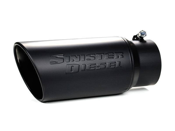 Sinister Diesel Universal Black Ceramic Coated Stainless Steel Exhaust Tip (4in to 5in) - Bull Strap