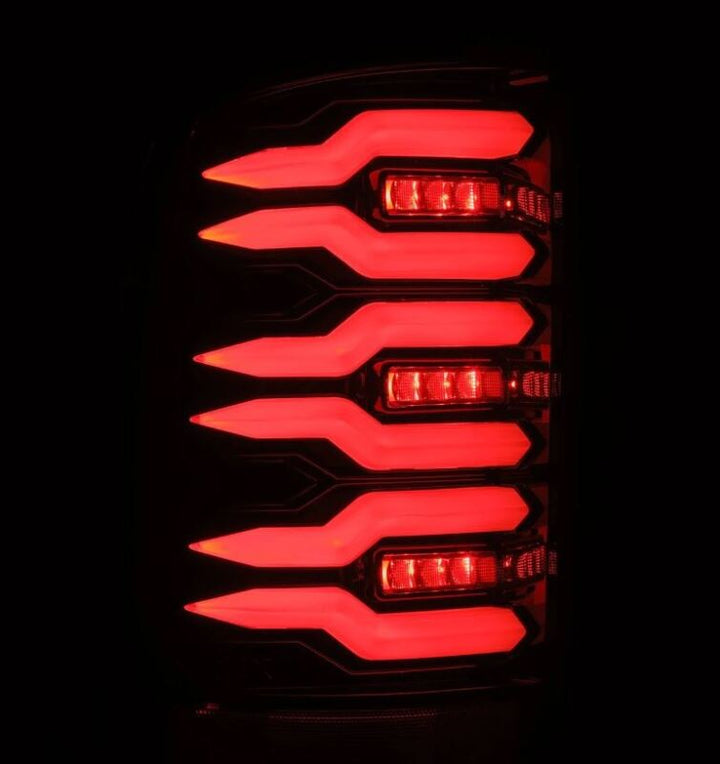 AlphaRex 07-13 GMC Sierra 1500/2500HD/3500HD Luxx Series LED Tail Lights - Alpha Black - Bull Strap