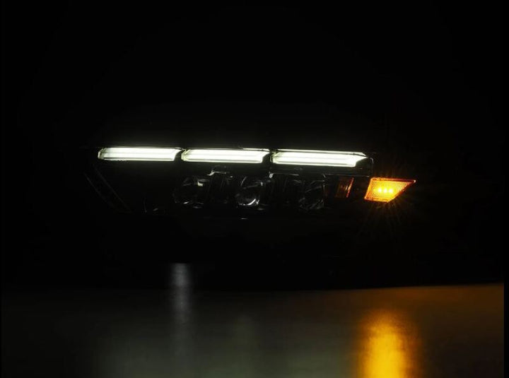 AlphaRex 15-17 Ford Mustang NOVA LED Proj Headlights Alpha Black w/Activ Light/Seq Signal/Switch DRL - Bull Strap