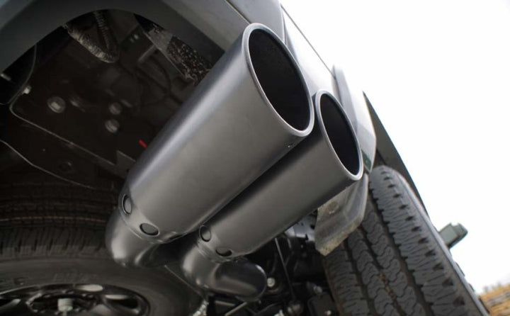 MagnaFlow 08-18 Ford F-250/F-350/F-450 4.6L/6.7 DPF-Back Black 4in Dual Single Rear Exit - Bull Strap