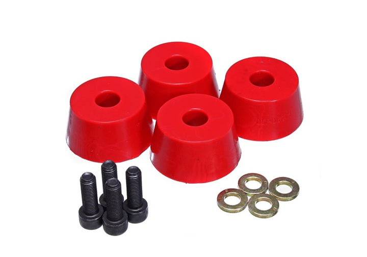 Energy Suspension 96-02 Toyota 4Runner Front Hyper Flex Red Bump Stop Set - Bull Strap
