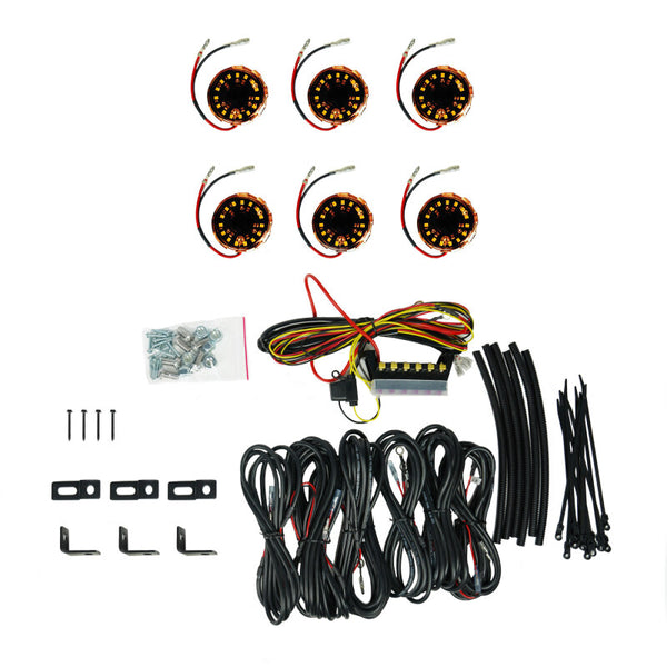 KC HiLiTES Cyclone V2 LED - Rock Light - 6-Light System - Amber - 5W Flood Beam - Bull Strap