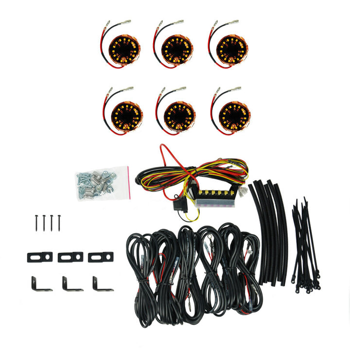 KC HiLiTES Cyclone V2 LED - Rock Light - 6-Light System - Amber - 5W Flood Beam - Bull Strap