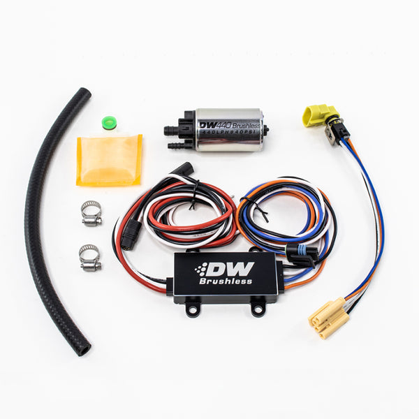DeatschWerks DW440 440lph Brushless Fuel Pump w/ Dual Speed Controller - Bull Strap