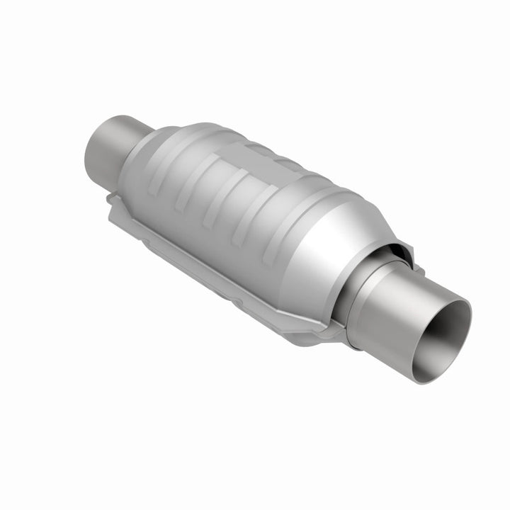 MagnaFlow Conv Univ 2in Inlet/Outlet Ctr/Ctr Round 9in Body L x 5.125in W x 13in Overall L 49 State - Bull Strap