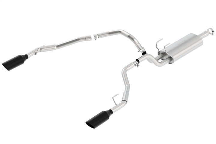 Borla 09-17 Ram 1500 5.7L V8 3in-2.5in Dual Out Pipe 5in Tip S-Type Exhaust Black Chrome - Bull Strap