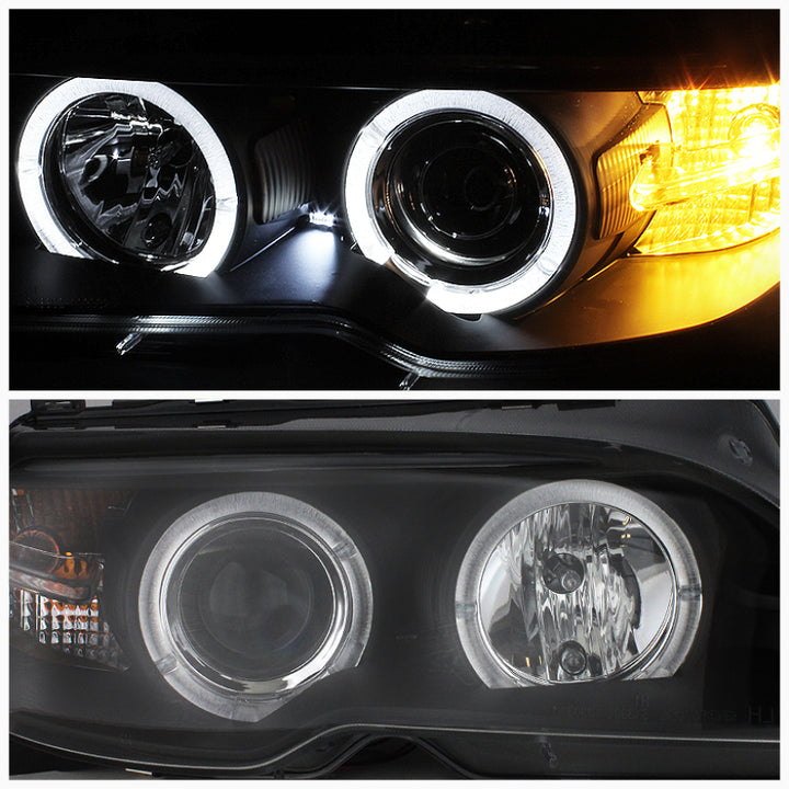 Spyder BMW E46 3-Series 04-06 2 DR Projector Halogen Model- LED Halo Blk PRO-YD-BMWE4604-2DR-HL-BK - Bull Strap