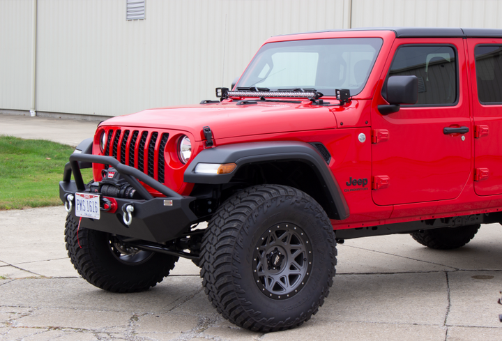 Fishbone Offroad 2018+ Jeep Wrangler JL - Black Aluminum Hawse Fairlead License Plate Mount - Bull Strap