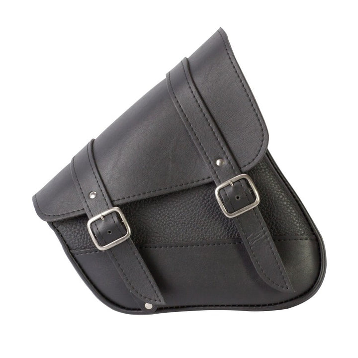 Willie & Max HD Sportsters, Custom Hard Tails Swingarm Bag Dual Shock(10.5inLx11.5inWx4.5inH)- Black - Bull Strap