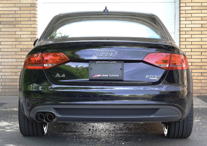 AWE Tuning Audi B8 A4 Touring Edition Exhaust - Single Side Diamond Black Tips - Bull Strap