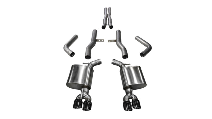 Corsa 2015-2023 Dodge Challenger Hellcat Dual Rear Exit Extreme Exhaust w/ 3.5in Black Tips - Bull Strap