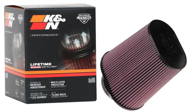 K&N Universal Tapered Filter 4-1/2in Flange, 6-1/4in x 9-1/4in Base, 7in x 4.5in Top, 10in Height - Bull Strap