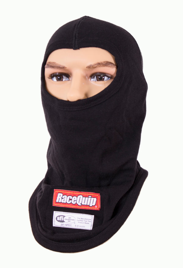 RaceQuip Black SFI 3.3 Fr Single Layer Hood - Bull Strap