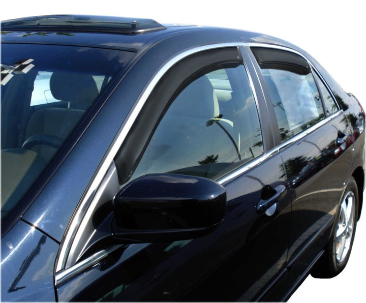 AVS 03-07 Honda Accord Ventvisor In-Channel Front & Rear Window Deflectors 4pc - Smoke - Bull Strap