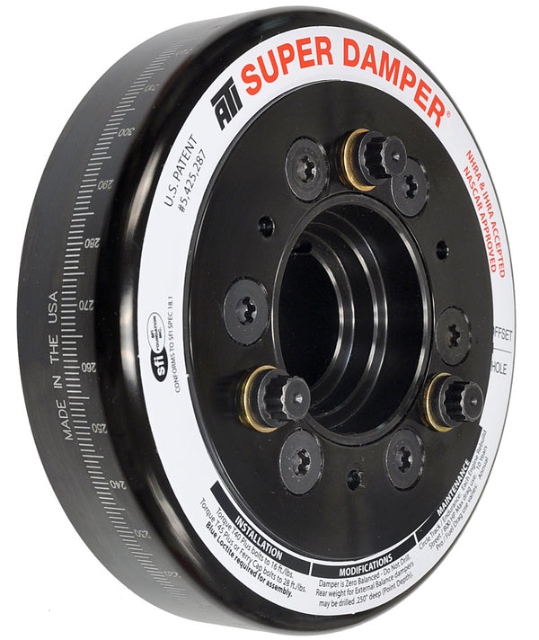 ATI Damper - 6.325in - Steel - Chevy LS - Smooth - C-Bore Front - 3 Ring - Bull Strap
