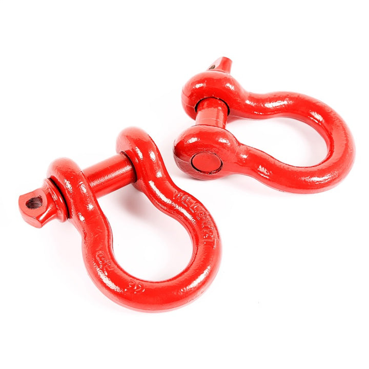 Rugged Ridge Red 7/8in D-Shackles - Bull Strap