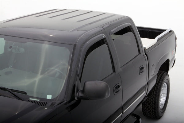 AVS 02-06 Cadillac Escalade EXT Ventvisor Outside Mount Window Deflectors 4pc - Smoke - Bull Strap
