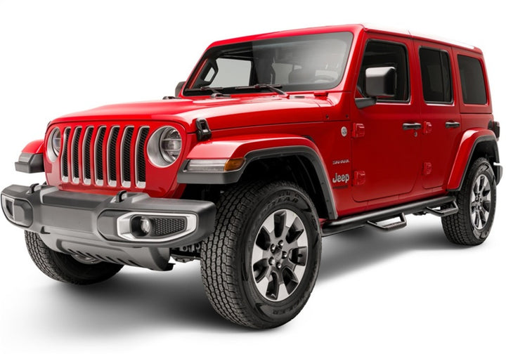 N-Fab Nerf Step 2018 Jeep Wrangler JL SUV 4 Door- Tex. Black - W2W - 3in - Bull Strap