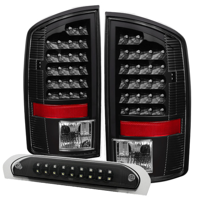 xTune Dodge Ram 02-06 1500 LED Tail Light w/ LED 3rd Brake Lamps- Black ALT-JH-DR02-LED-SET-BK - Bull Strap