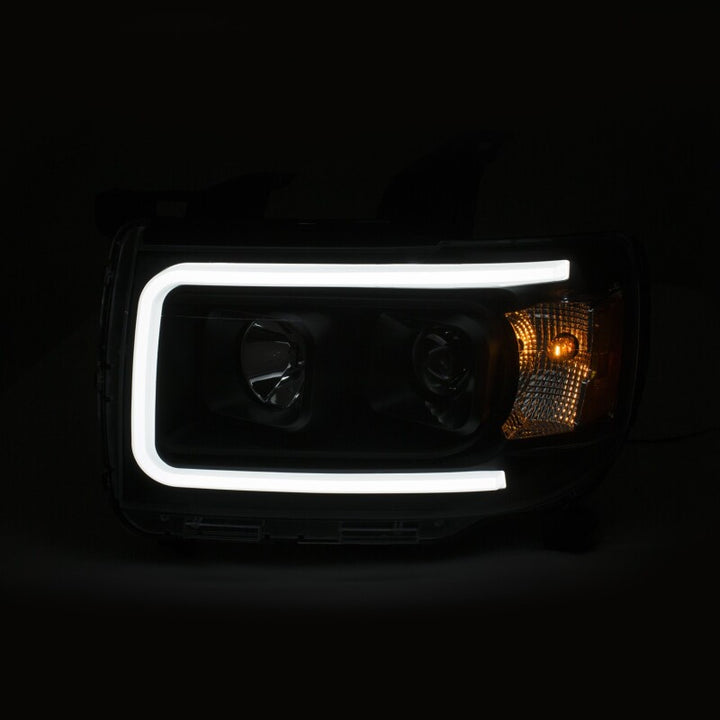 ANZO 2015+ GMC Canyon Projector Headlights w/ Plank Style Design Black w/ Amber - Bull Strap