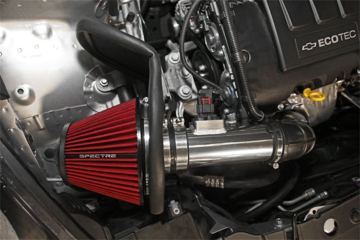 Spectre 11-15 Chevy Cruze 1.4L Air Intake Kit - Polished w/Red Filter - Bull Strap