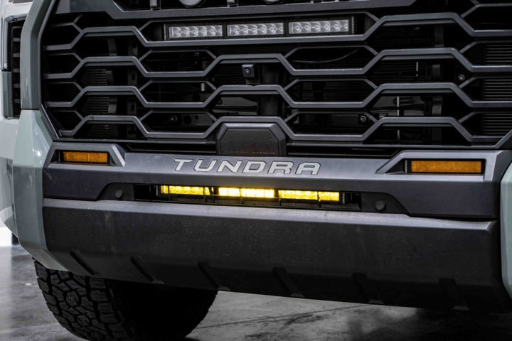 Diode Dynamics 2022 Toyota Tundra Stealth Bumper Light Bar Kit - Amber Combo - Bull Strap