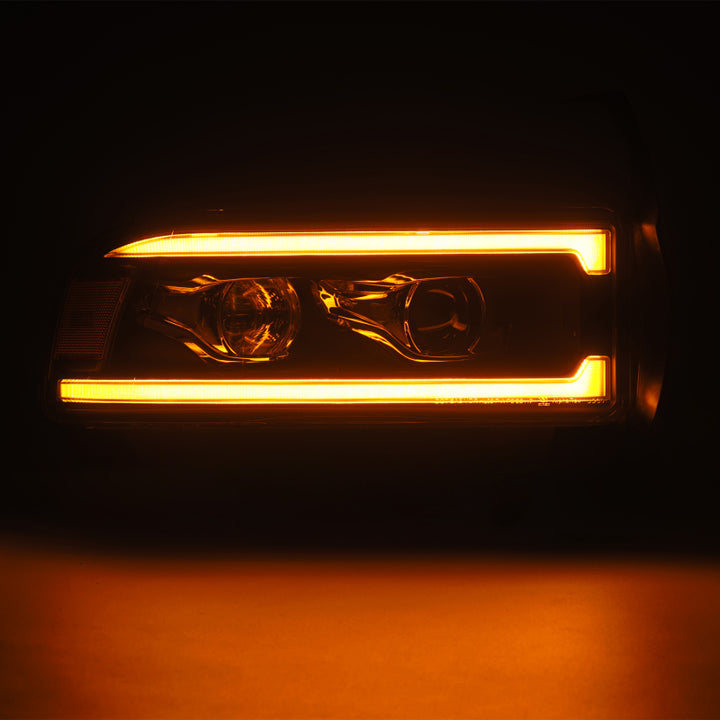 AlphaRex 94-01 RAM 1500 LUXX LED Proj Headlights Blk w/Activ Light/Seq Signal/SB DRL - Bull Strap