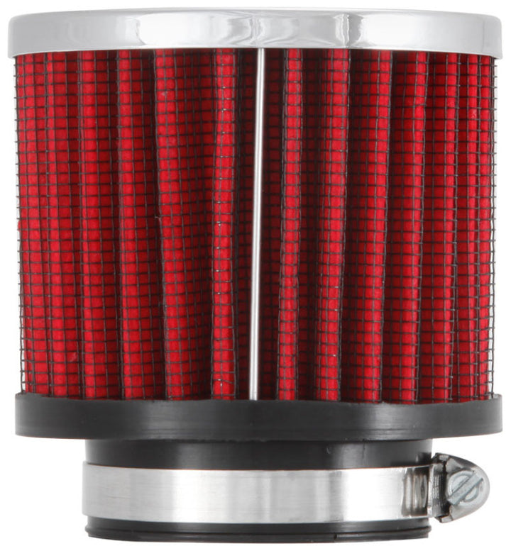 K&N 1.75in Flange ID x 3in OD x 2.5in H Chrome Finish Rubber Base Crankcase Vent Filter - Bull Strap
