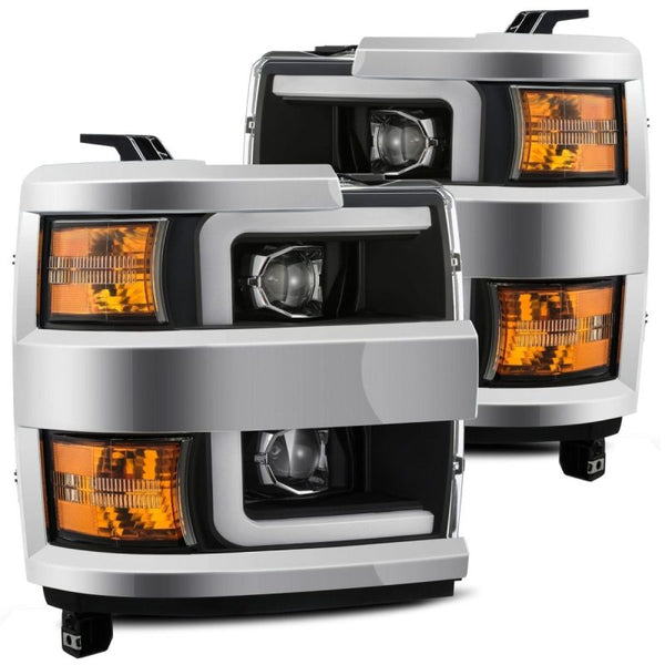 AlphaRex 15-19 Chevy 2500HD PRO-Series Proj Headlights Plank Style Blk w/Activ Light/Seq Signal/DRL - Bull Strap