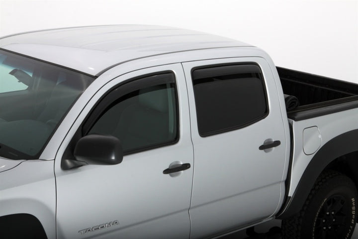 AVS 05-15 Toyota Tacoma Double Cab Ventvisor In-Channel Front & Rear Window Deflectors 4pc - Smoke - Bull Strap